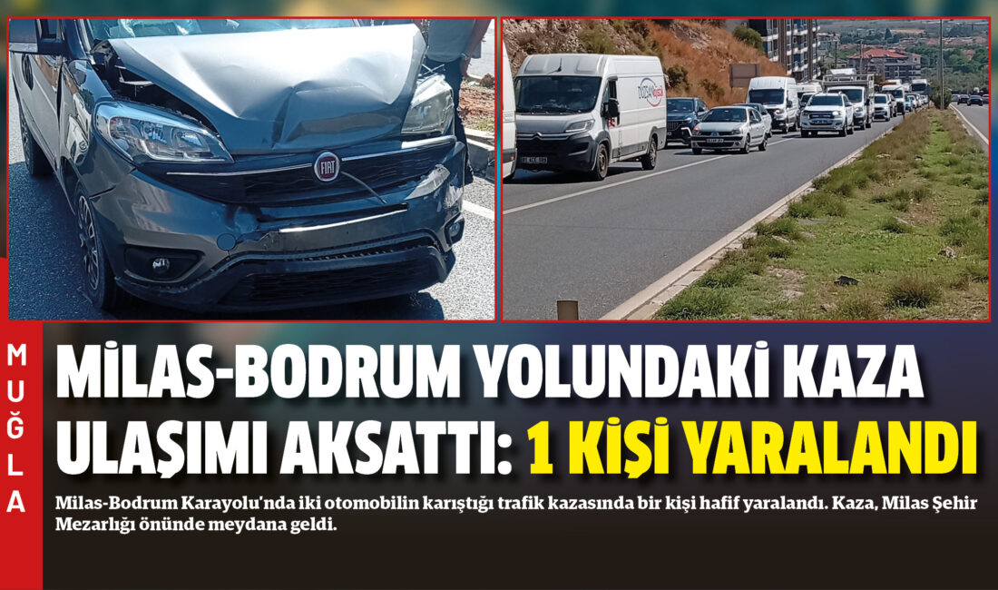 Milas-Bodrum Karayolu’nda iki otomobilin karıştığı trafik kazasında bir kişi hafif