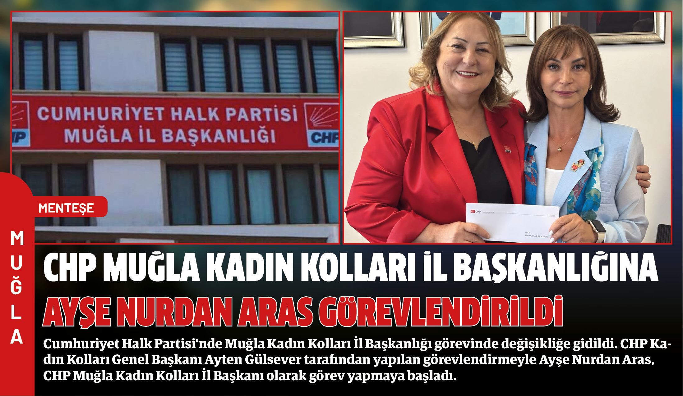 Cumhuriyet Halk Partisi’nde Muğla Kadın Kolları İl Başkanlığı görevinde değişikliğe