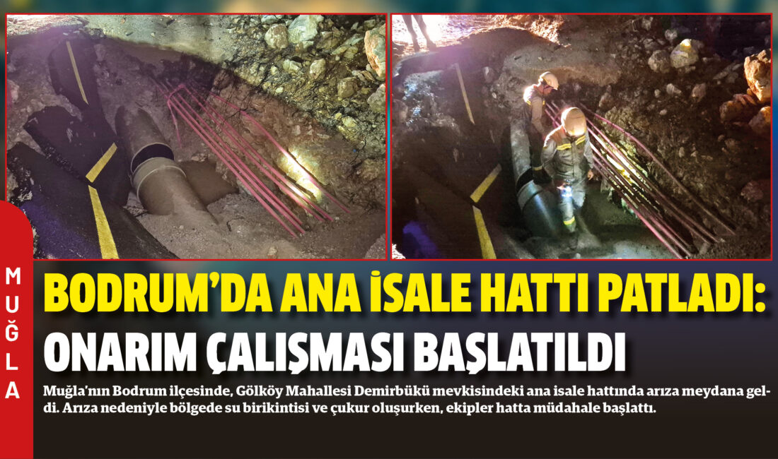 Muğla’nın Bodrum ilçesinde, Gölköy Mahallesi Demirbükü mevkisindeki ana isale hattında