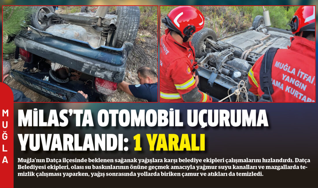 Muğla’nın Milas ilçesinde meydana gelen trafik kazasında, kontrolden çıkan Fiat