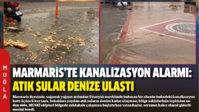 Marmaris ilçesinde, sağanak yağışın ardından Uzunyalı mevkiinde bulunan bir sitenin